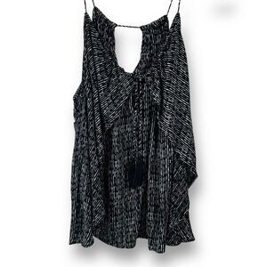 O'Neill Women's Size‎ M Draped Layered Wrap Tank Black White Stripe Print